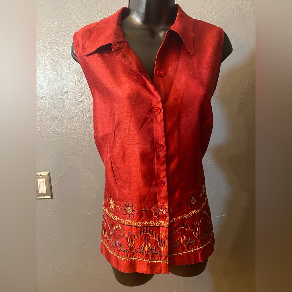 MHM Raw Silk Sleeveless Pants Suit